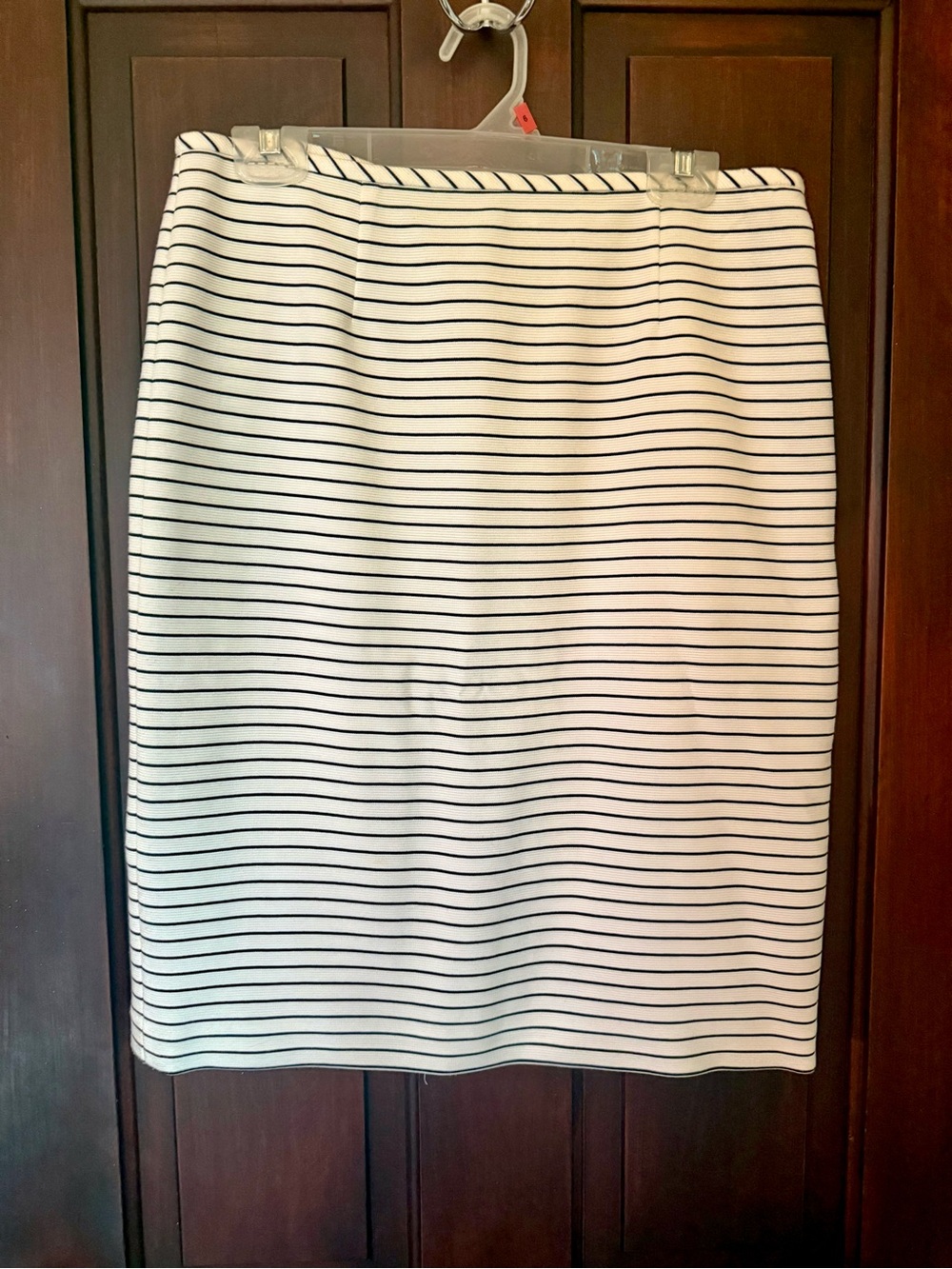 Calvin Klein White Pencil Skirt with Black Stripes